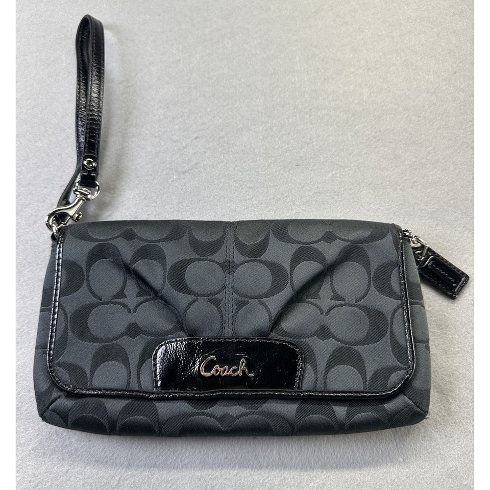 Coach Bags Coach Signature Black Clutch Wristlet Wallet